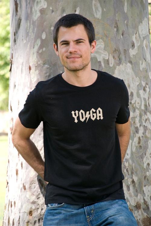 ... by these rock-n-roll yoga tees ...