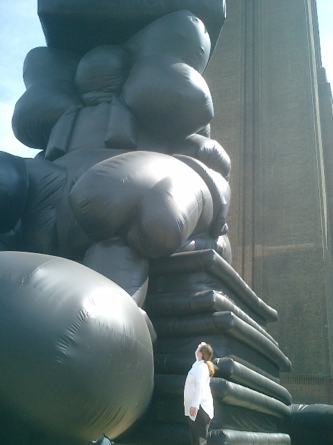 Cait Hurley with Pinocchio at Tate Modern