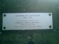 Bench plaque in memory of Tolkien, Oxford