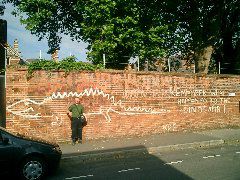 Me with dinosaur graffiti, Oxford