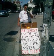 Jack Futerman protester, Yonge and Bloor